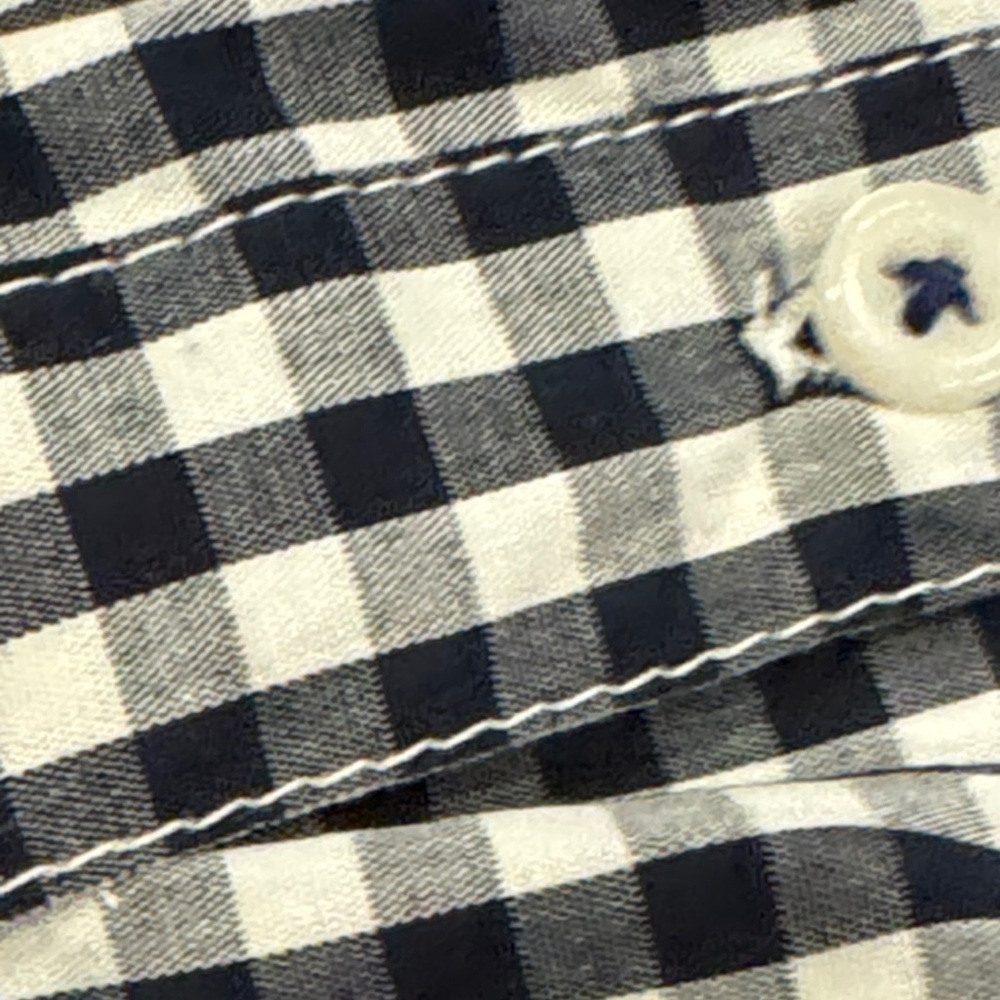 J. Crew Blue Black and White Gingham Ruffle Collar Shirtdress approx size 8 - Picture 9 of 14